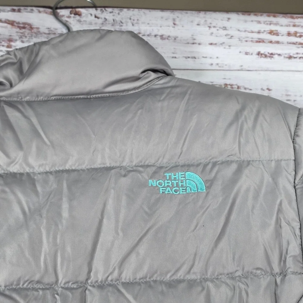 The North Face Silver Gray Down Jacket Girls XL 18 Excellent Aconcagua Puffer